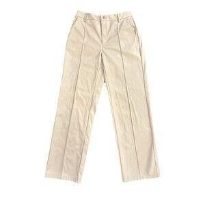 Noisy May Sz Medium Luke Faux Leather Pants Wide Straight Leg Beige Tan